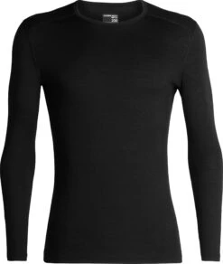 Haut Col Rond Isotherme Oasis Long Sleeve Crewe 200 En Mérinos|-|Icebreaker Men's Merino 200 Oasis Long Sleeve Crewe Shirt | Black | 100% Merino Wool