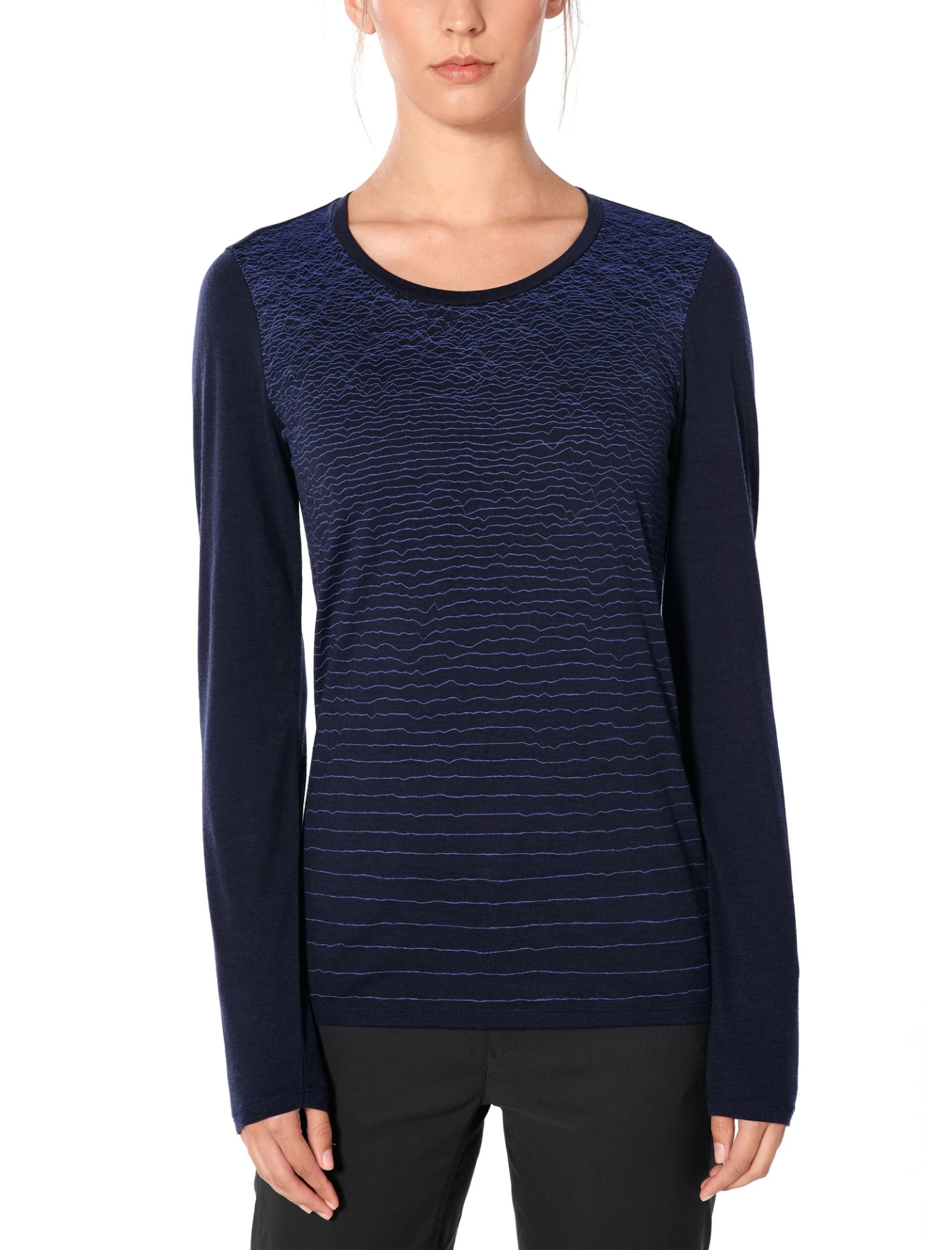 Icebreaker Tech Lite LS Low Crewe Landscape Lines - Women's|-|Haut Léger à Manches Longues Et Col Rond Tech Lite Landscape Lines - Femme - Image 3