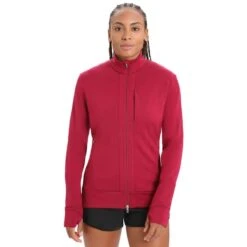 Icebreaker Quantum III Full Zip Sweatshirt Dark Red Women