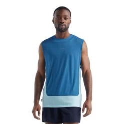 Icebreaker ZoneKnit Sleeveless T-Shirt Dark Blue Light Blue