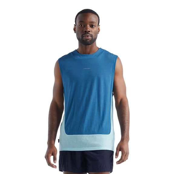 Icebreaker ZoneKnit Sleeveless T-Shirt Dark Blue Light Blue